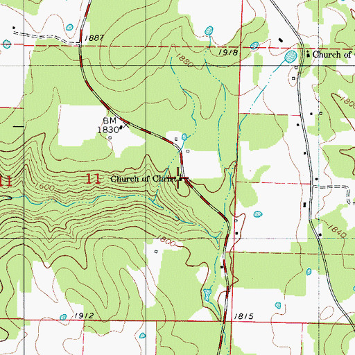 Topographic Map of Church of Christ, AR