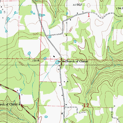 Topographic Map of Church of Christ, AR