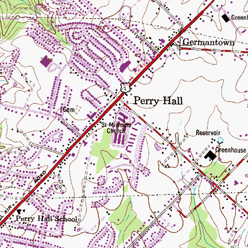 Topographic Map of Chapel Valley, MD