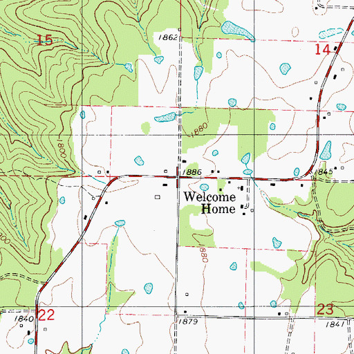 Topographic Map of Welcome Home, AR