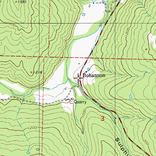 Topographic Map of Bohannon, AR