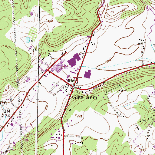 Topographic Map of Glen Arm Post Office, MD