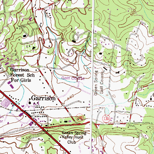 Topographic Map of Green Spring Valley Country Club, MD