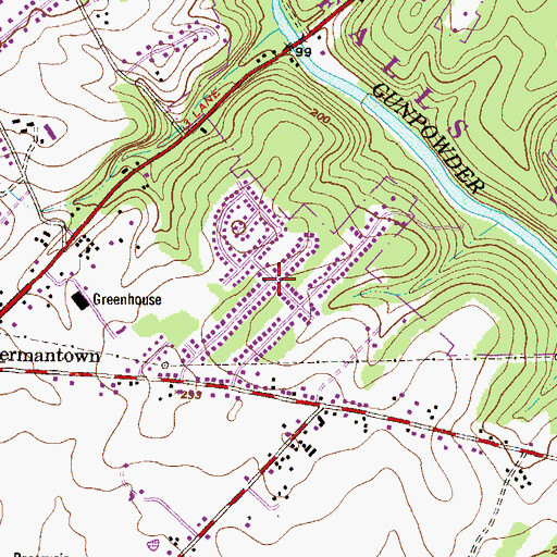 Topographic Map of Gunpowder Estates, MD