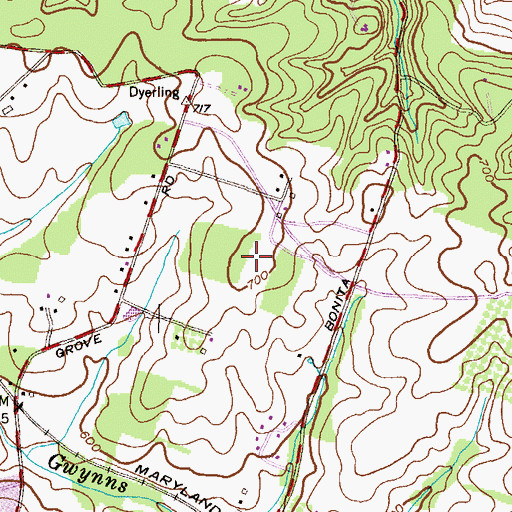 Topographic Map of Hunters Glen, MD
