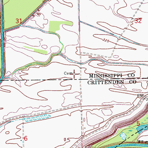Topographic Map of Rupe Cemetery, AR