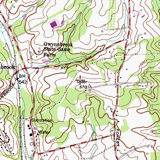 Topographic Map of Owings Mills Commerce Center, MD