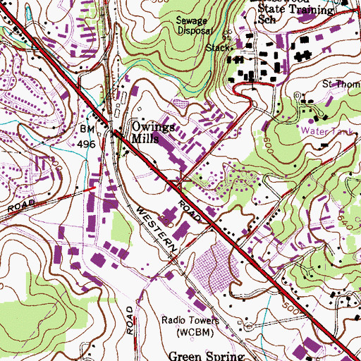 Topographic Map of Owings Mills Library, MD
