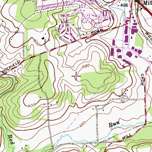Topographic Map of Owings Mills Town Center Shopping Center, MD