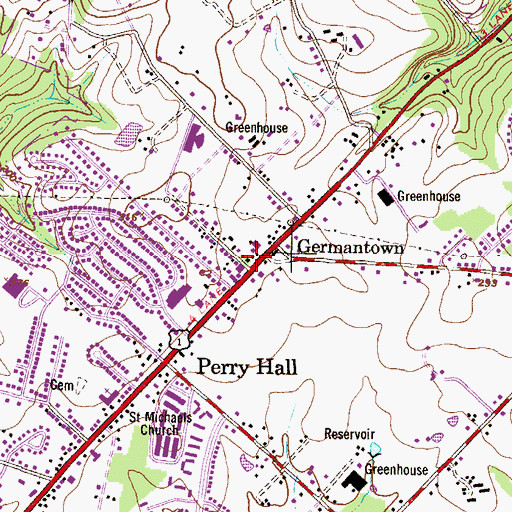 Topographic Map of Perry Hall Church, MD