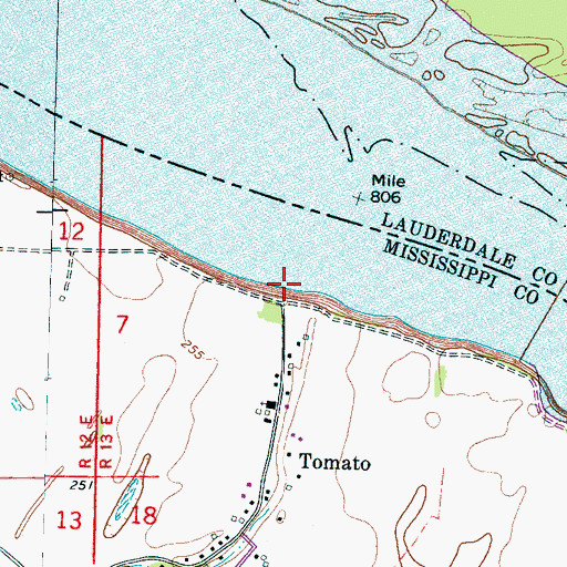 Topographic Map of Tomato Landing, AR