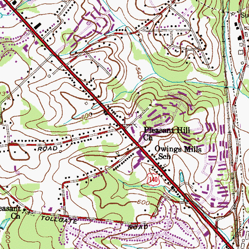 Topographic Map of Pleasant Hill, MD