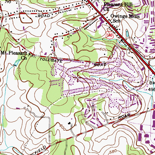 Topographic Map of Tollgate, MD