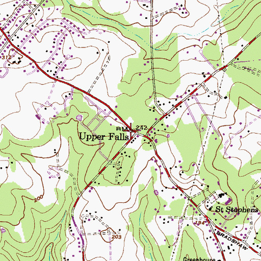 Topographic Map of Upper Falls Post Office, MD