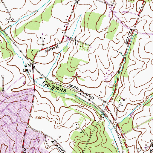 Topographic Map of Worthington Glen, MD