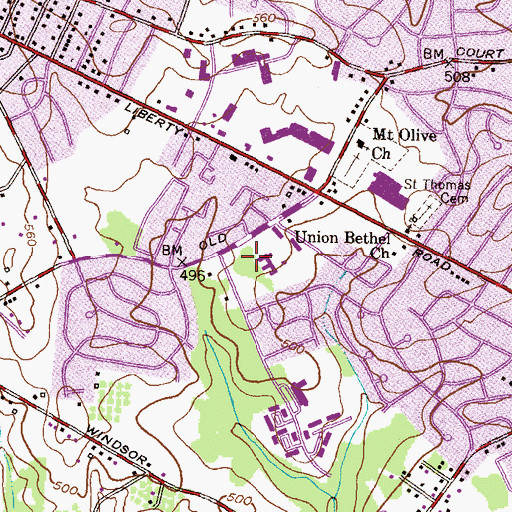 Topographic Map of Northwest Hospital Center, MD