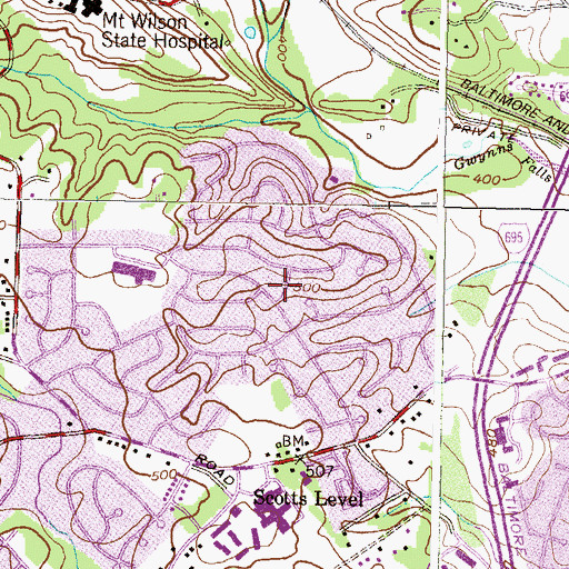 Topographic Map of Belle Farm Estates, MD