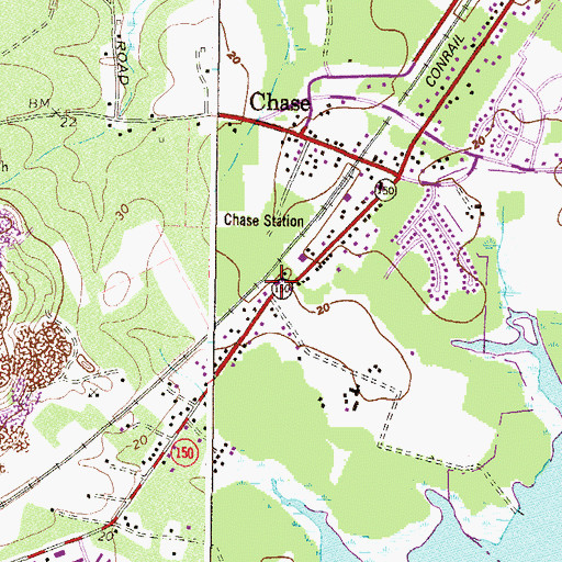 Topographic Map of Chase Post Office, MD