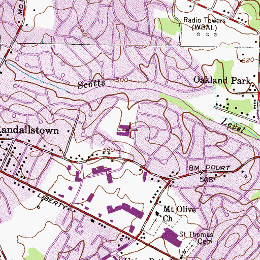 Topographic Map of Church Lane Elementary Technology School, MD