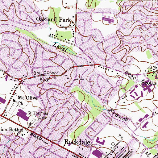 Topographic Map of Crown Estates Park, MD