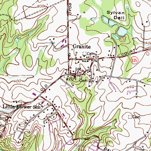 Topographic Map of Granite Presbyterian Church, MD