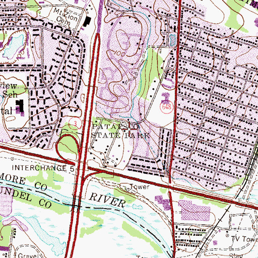 Topographic Map of Hickory Hills Park, MD