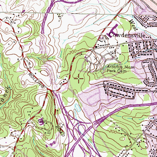 Topographic Map of Huntsmoor Park, MD