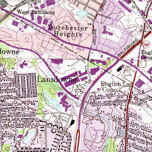 Topographic Map of Lansdowne Industrial Park, MD