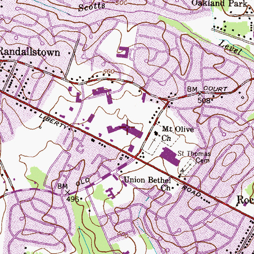 Topographic Map of Liberty Court Shopping Center, MD