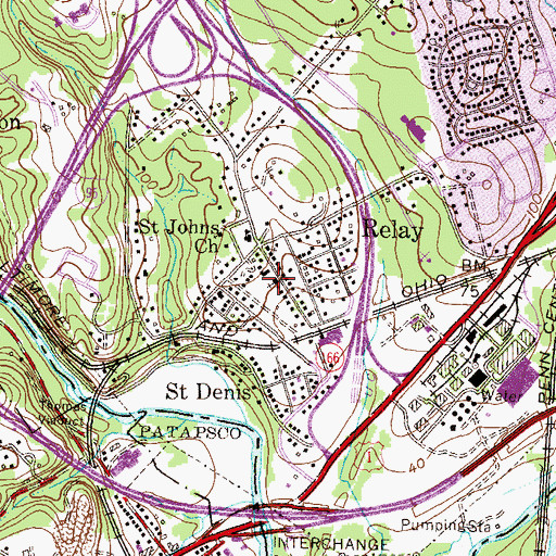 Topographic Map of Relay Methodist Church, MD