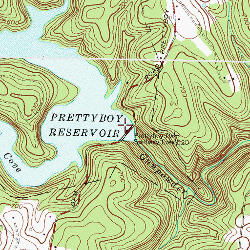 Topographic Map of Prettyboy Dam, MD