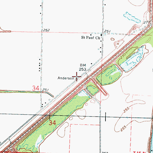 Topographic Map of Anderson Temple (historical), AR