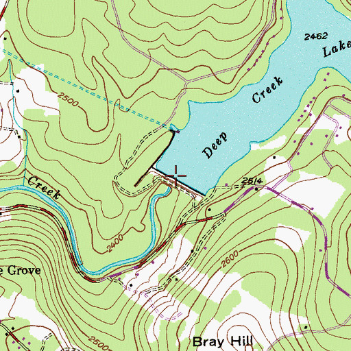Topographic Map of Deep Creek Hydro-Electric Dam, MD