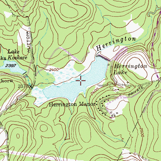 Topographic Map of Herrington Manor Recreation Area Reservoir, MD