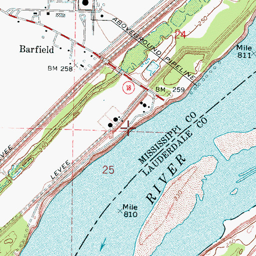 Topographic Map of Barfield Landing, AR
