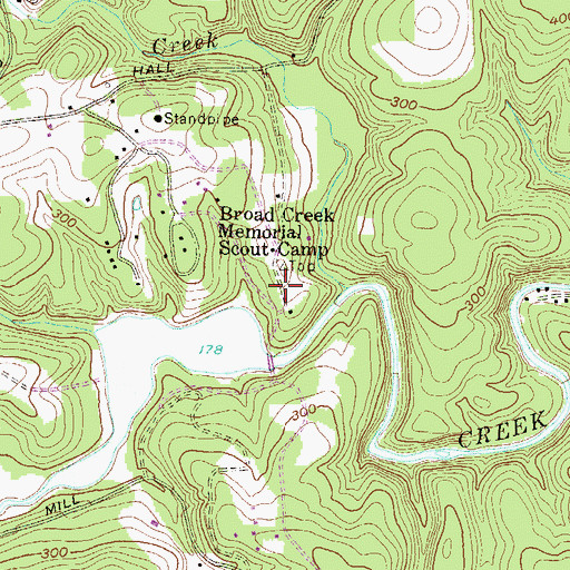 Topographic Map of Broad Creek Memorial Camp Reservoir, MD