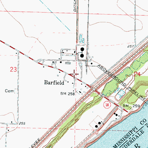 Topographic Map of Saint Paul Church (historical), AR