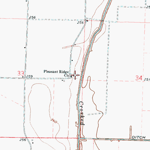 Topographic Map of Pleasant Ridge Cemetery, AR