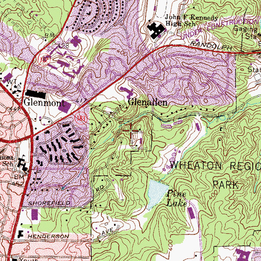 Topographic Map of Wheaton Regional Park Dam, MD