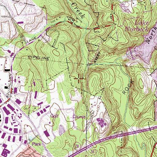 Topographic Map of Lake Needwood, MD