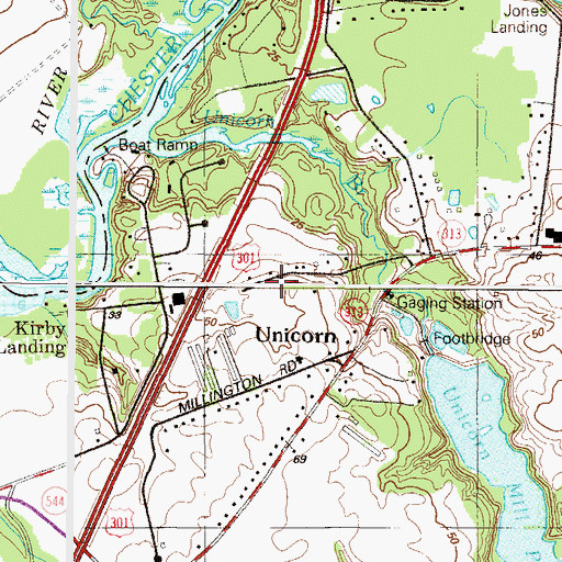 Topographic Map of Unicorn Branch Dam, MD
