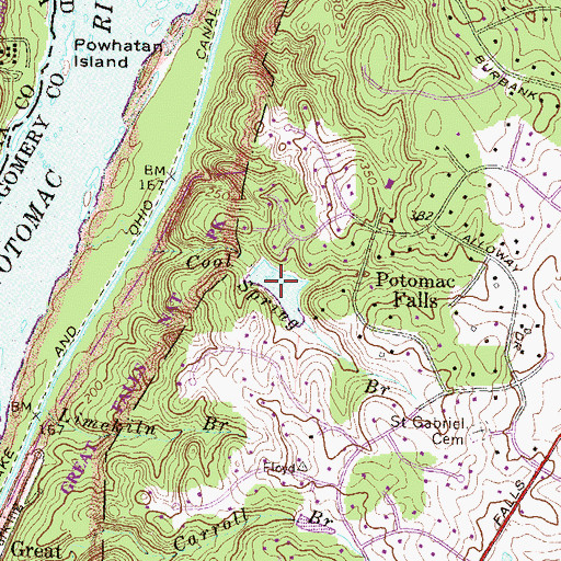 Topographic Map of Great Falls Estate Lake, MD