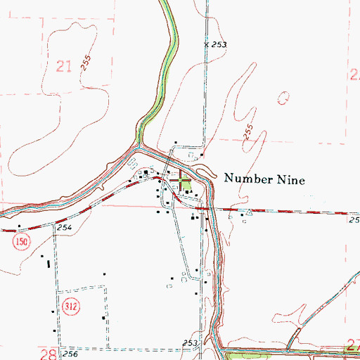 Topographic Map of Number Nine Cemetery, AR