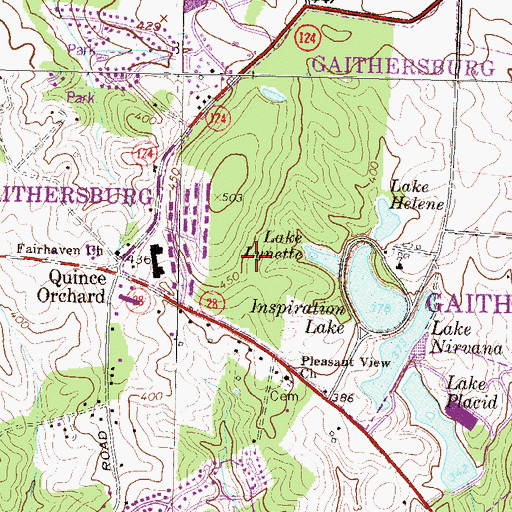 Topographic Map of Lake Nirvana, MD