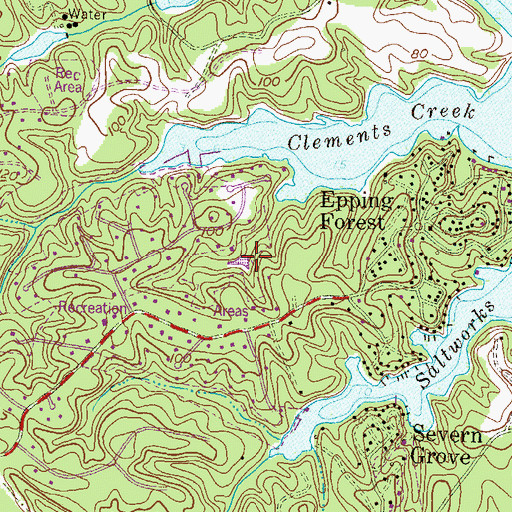 Topographic Map of Saefern Recreation Lake Dam, MD
