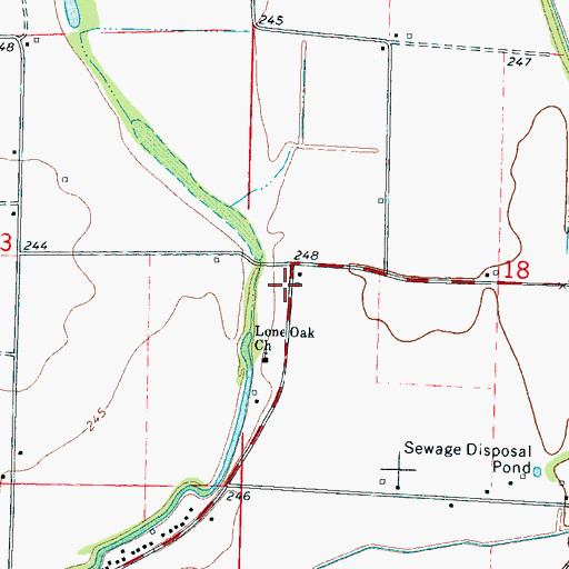 Topographic Map of Lone Oak School (historical), AR