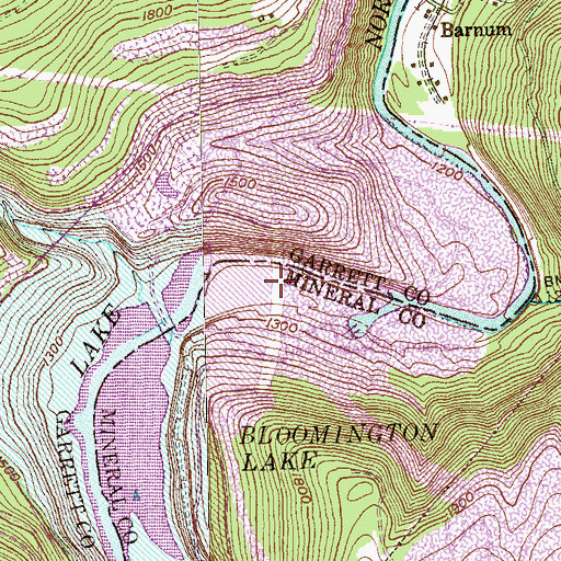 Topographic Map of Bloomington Dam, WV