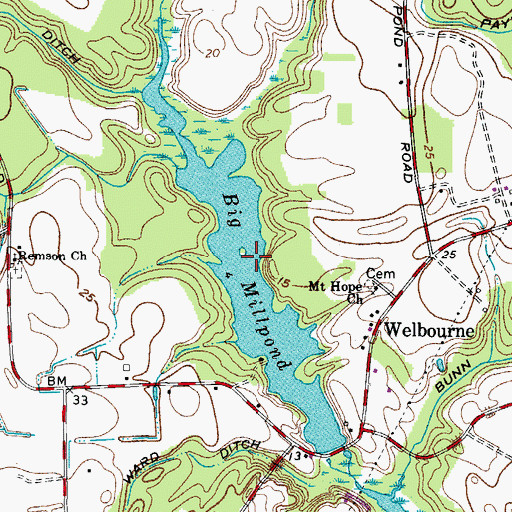 Topographic Map of Big Millpond Dam, MD