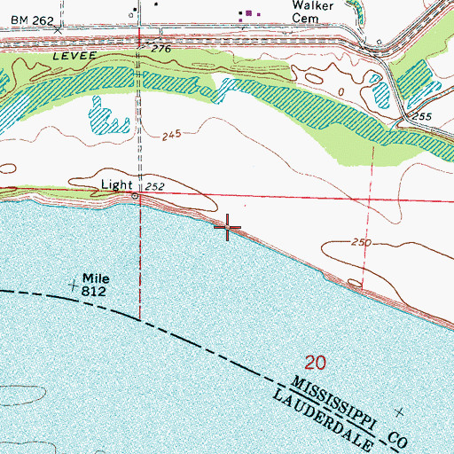 Topographic Map of Mouth of River Styx Landing, AR