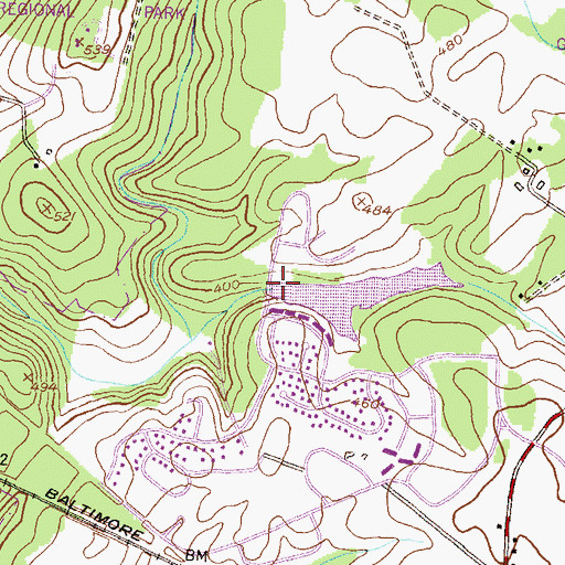 Topographic Map of Churchill Town Sector Dam, MD